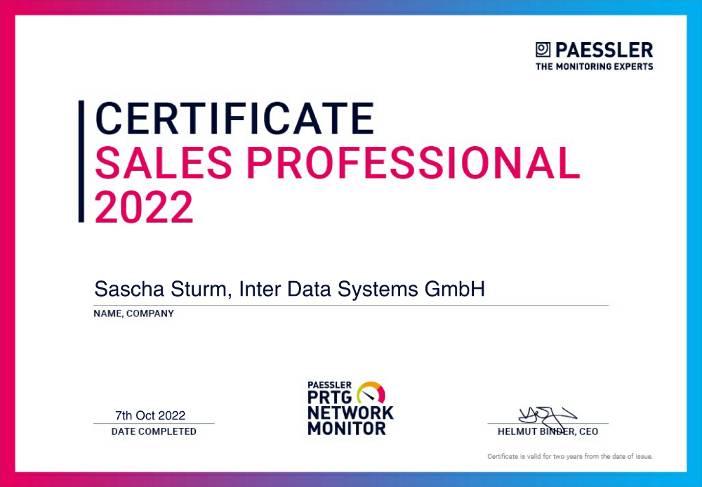 Certificate Sascha Sturm 2022
